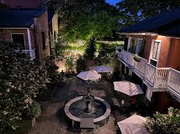 Maison de Ville courtyard at night